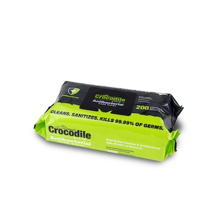 Crocodile Cloth Crocodile Cloth, 8.7" x 8" Antibacterial Hand Wipes, PK200 6102